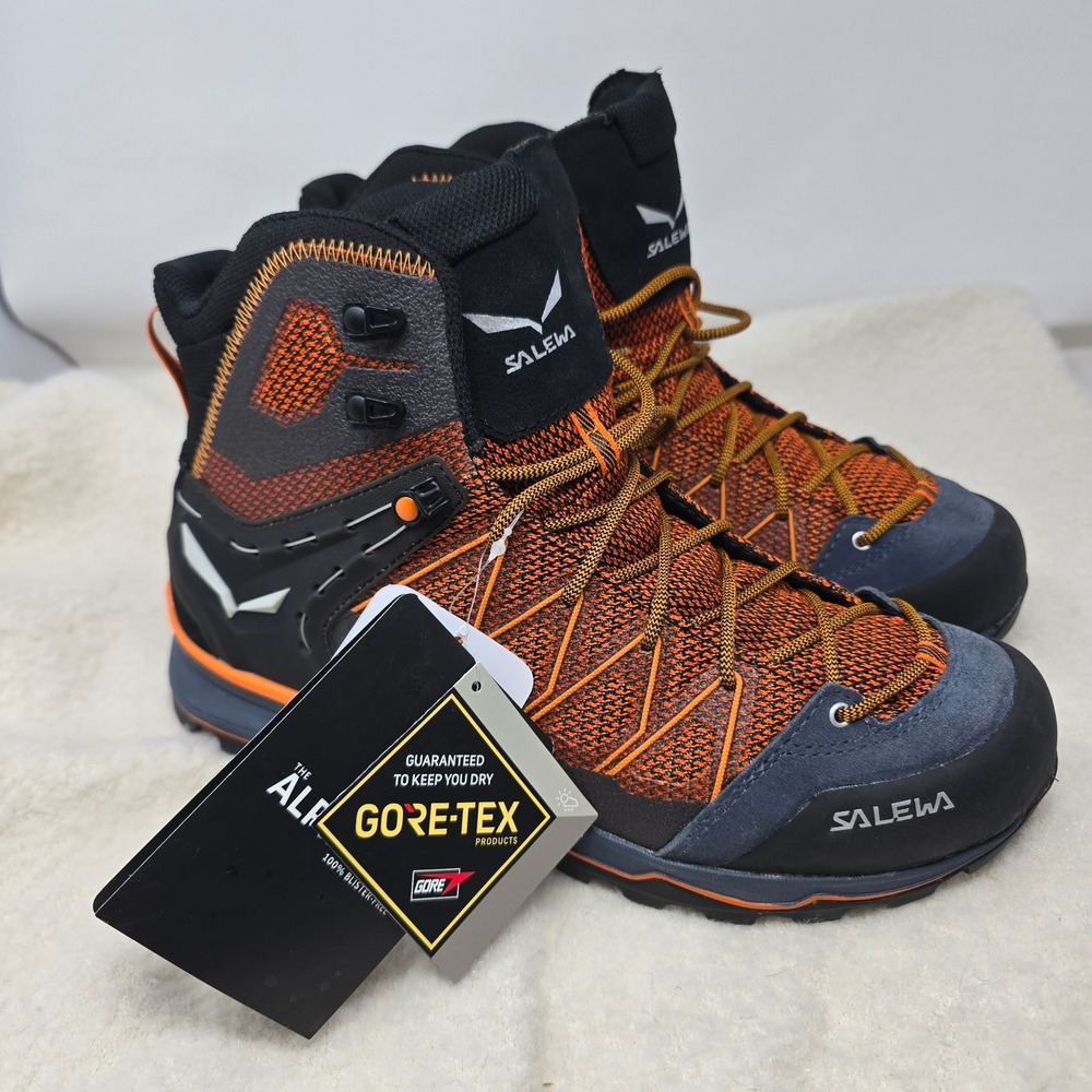 NEW Salewa MTN Trainer Lite Mid GTX Mens 10.5 Black Carrot Waterproof Boots